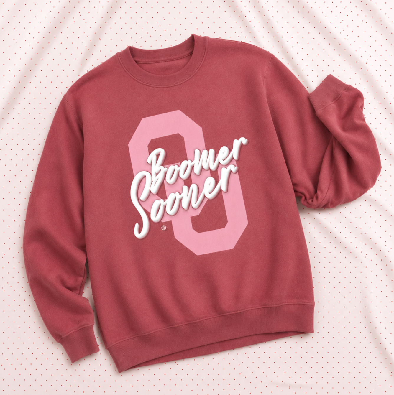 UNIV. of OKLAHOMA 2026: Boomer Sooner Script *PUFF PRINT* (COMFORT COLORS SWEATSHIRT)