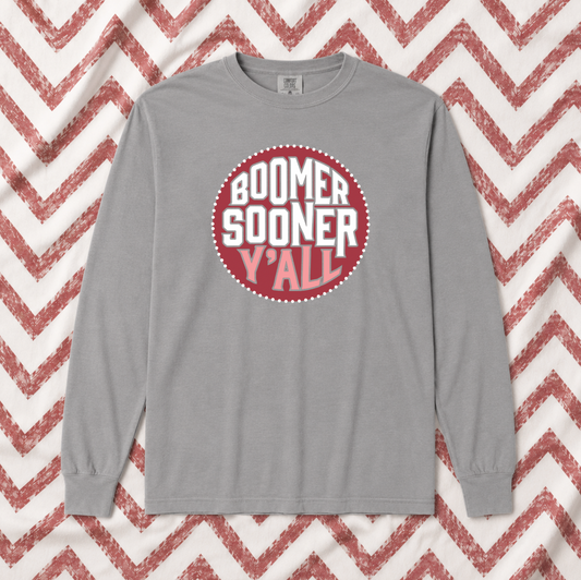 UNIV. of OKLAHOMA 2026: Boomer Sooner Y'all Circle (COMFORT COLORS LONGSLEEVE)