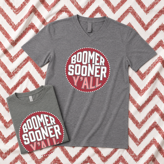 UNIV. of OKLAHOMA 2026: Boomer Sooner Y'all Circle (BELLA CANVAS VNECK or CREW NECK)