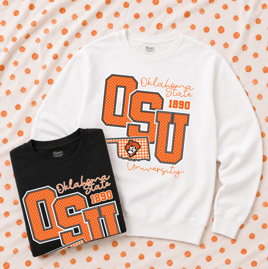 OK STATE 2026: Big OSU Polkadot & Gingham (SWEATSHIRT)