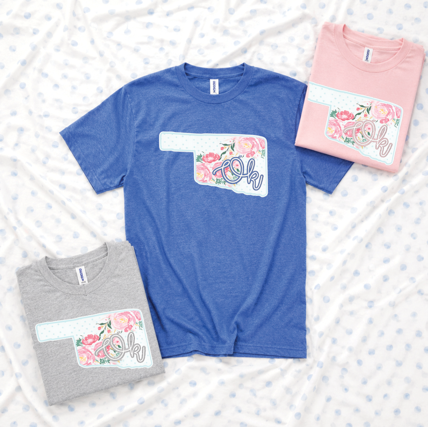 SWEET TEE TUESDAY: Ok Script Floral Bouquet State (BELLA CANVAS VNECK or CREW NECK)