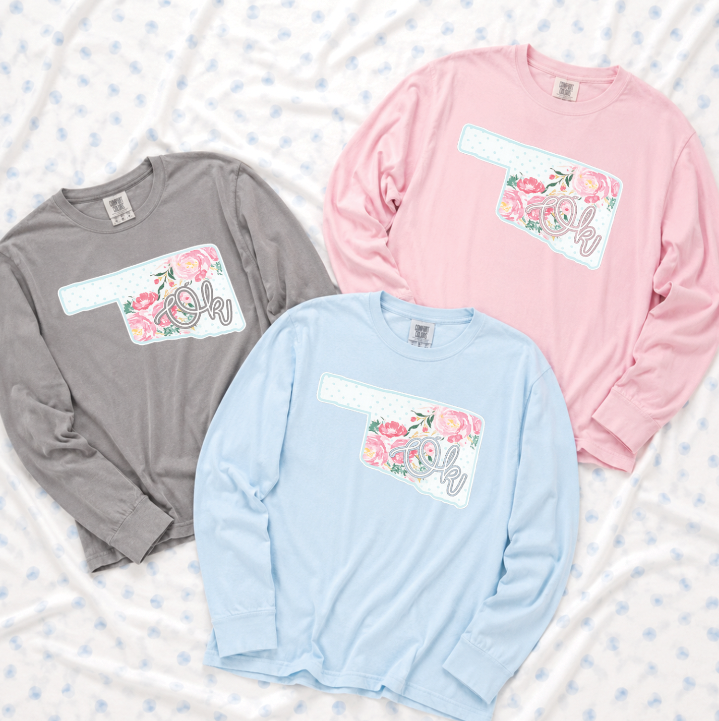 SWEET TEE TUESDAY: Ok Script Floral Bouquet State (COMFORT COLORS LONGSLEEVE)