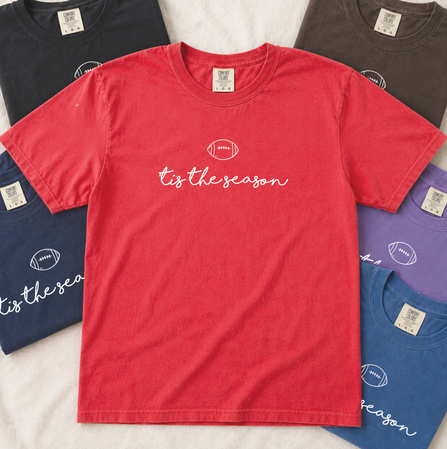 SWEET TEE TUESDAY: 'Tis the Season FOOTBALL (COMFORT COLORS SHORTSLEEVE or LONGSLEEVE))