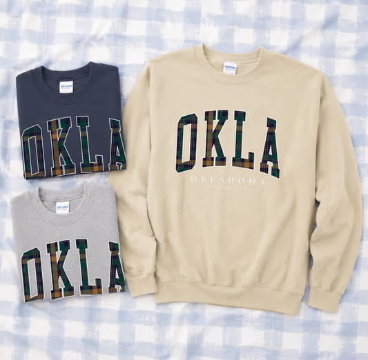 SWEET TEE TUESDAY: OKLA Plaid (SWEATSHIRT)
