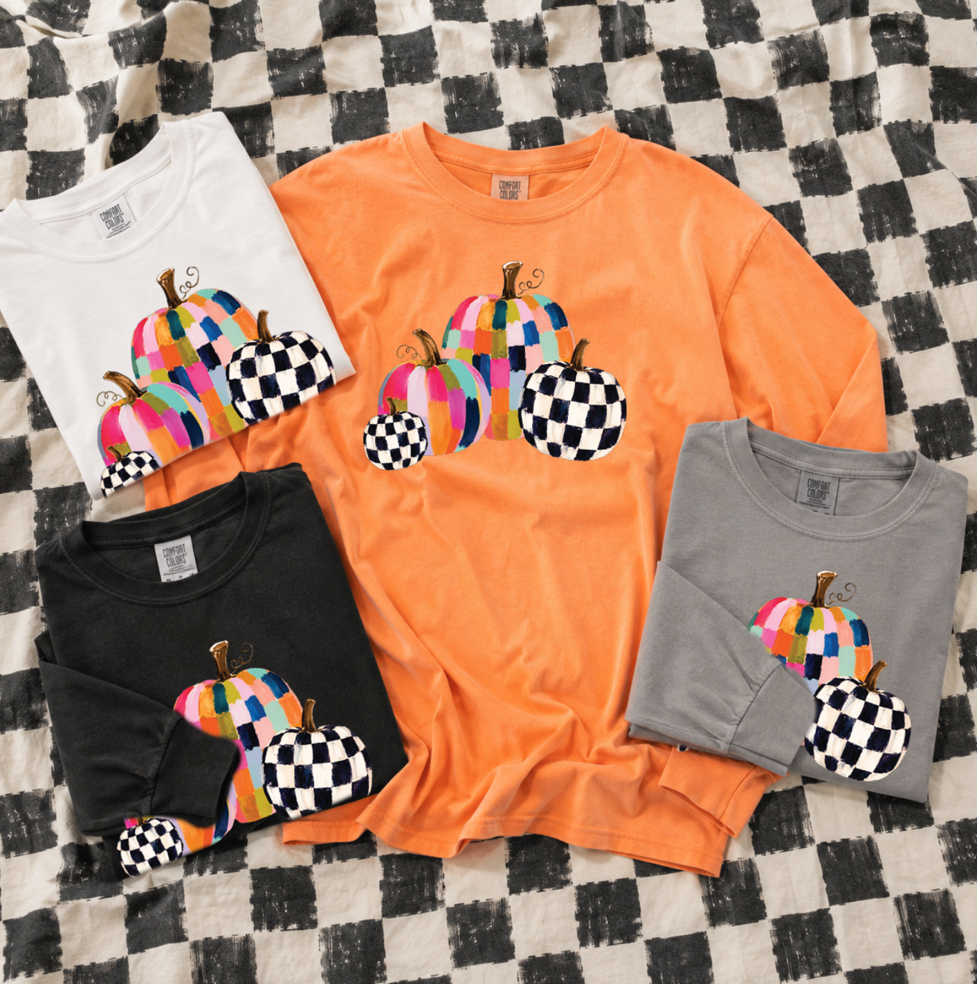 SWEET TEE TUESDAY: Fall Colorful Painted Pumpkins (COMFORT COLORS SHORTSLEEVE or LONGSLEEVE)