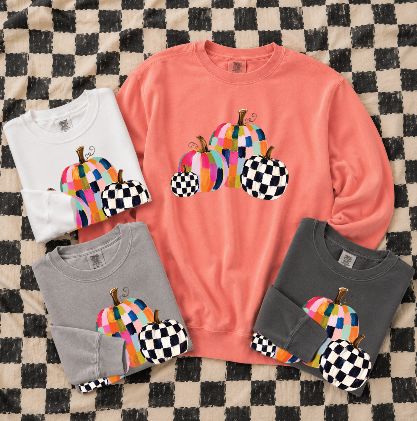 SWEET TEE TUESDAY: Fall Colorful Painted Pumpkins (COMFORT COLORS SWEATSHIRT)