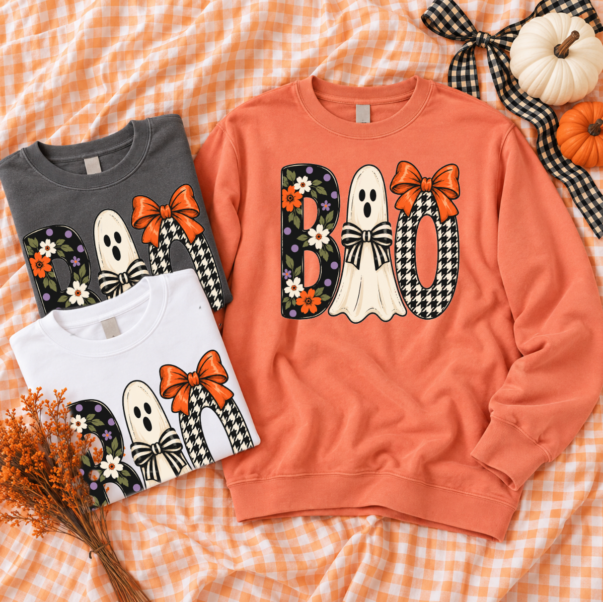 SWEET TEE TUESDAY: BOO Ghost & Pattern (COMFORT COLORS SWEATSHIRT)