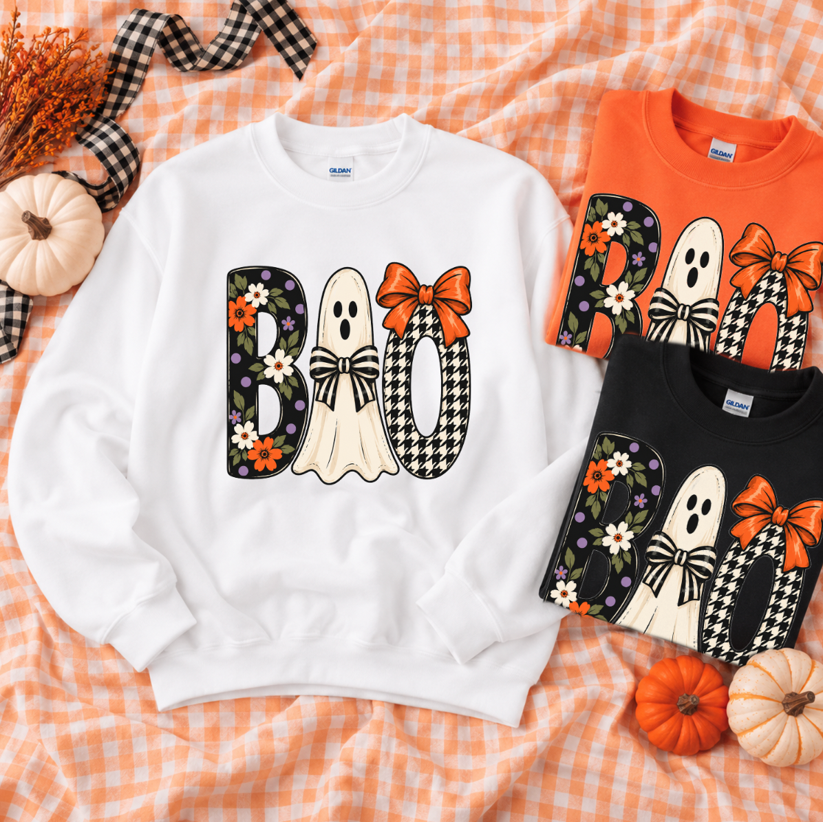 SWEET TEE TUESDAY: BOO Ghost & Pattern (BASIC SWEATSHIRT)