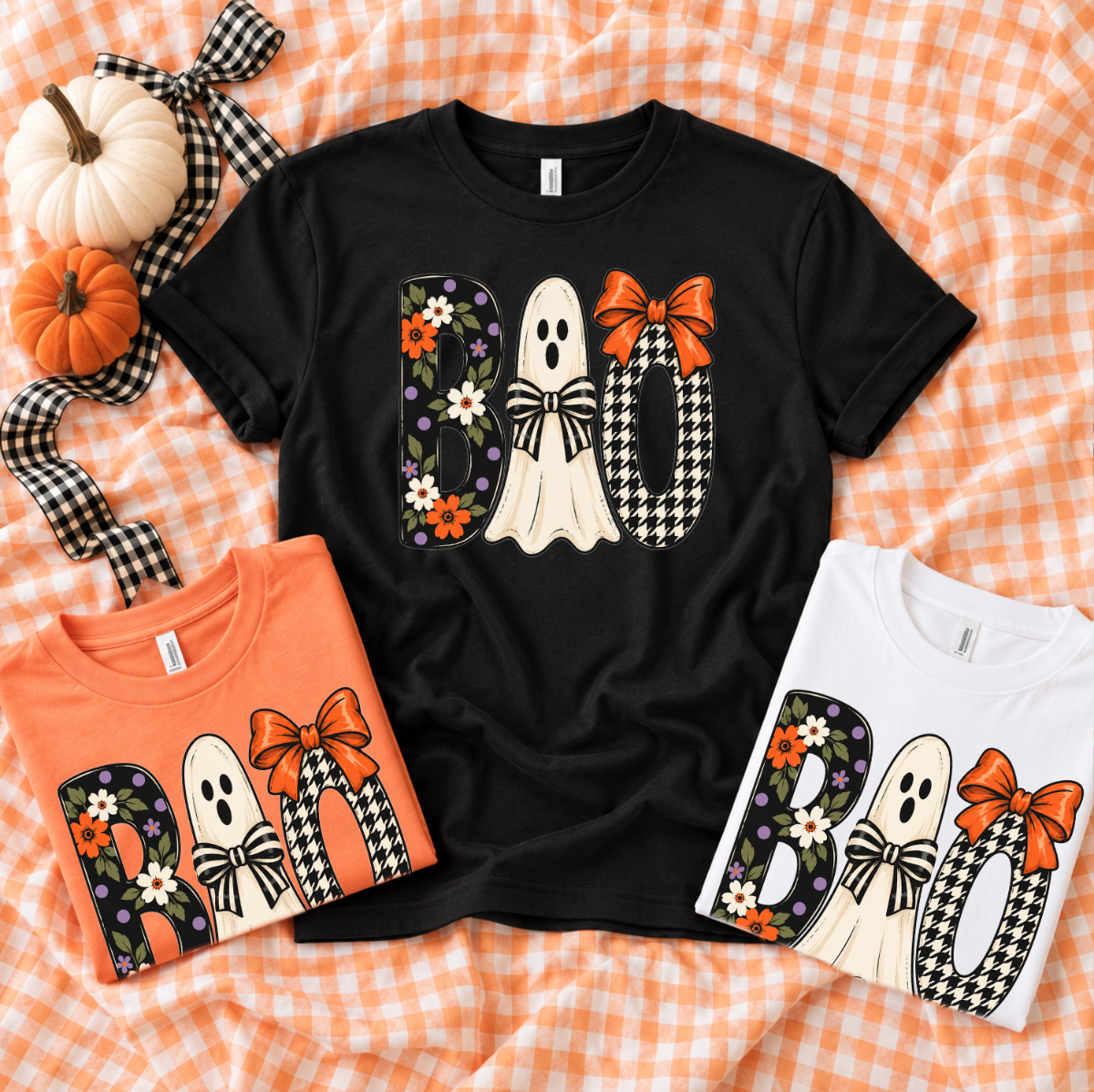 SWEET TEE TUESDAY: BOO Ghost & Pattern (BELLA CANVAS CREW NECK or VNECK)