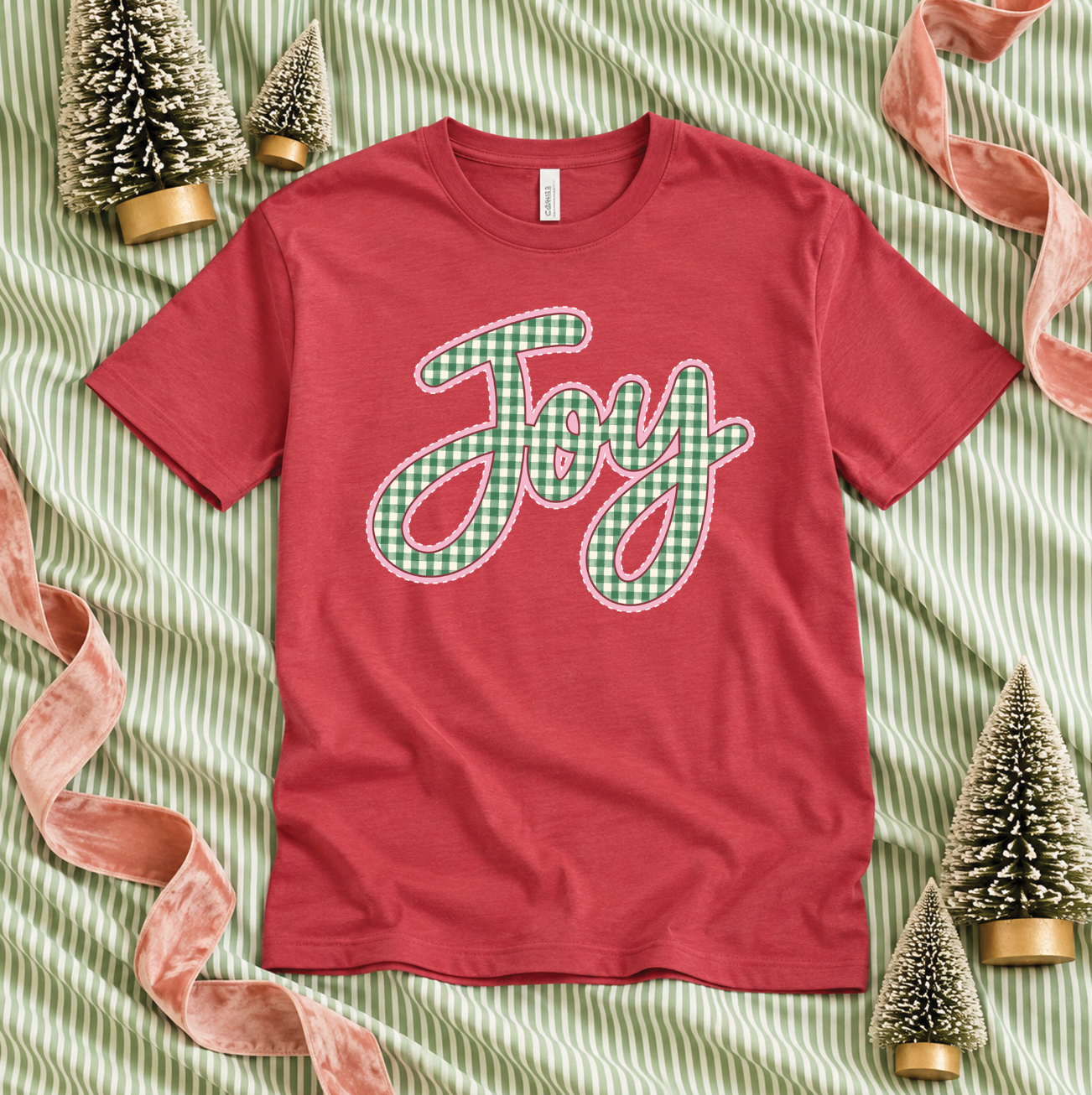 CHRISTMAS 2026: JOY-ful Gingham (BELLA CANVAS CREW NECK)