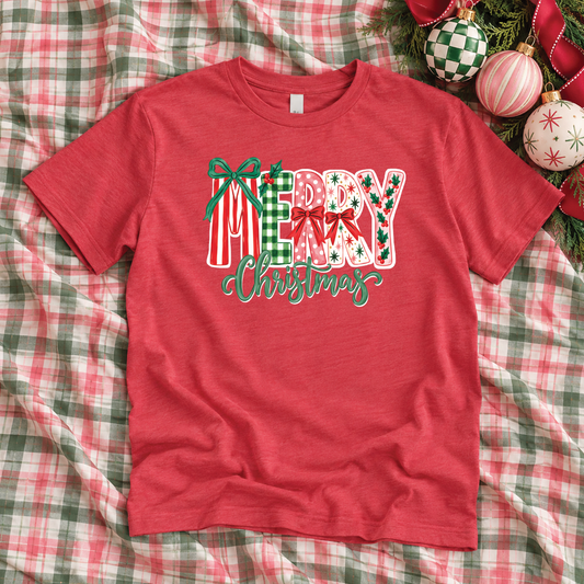 CHRISTMAS 2026: Merry Christmas Mixed Patterns (BELLA CANVAS CREW NECK)