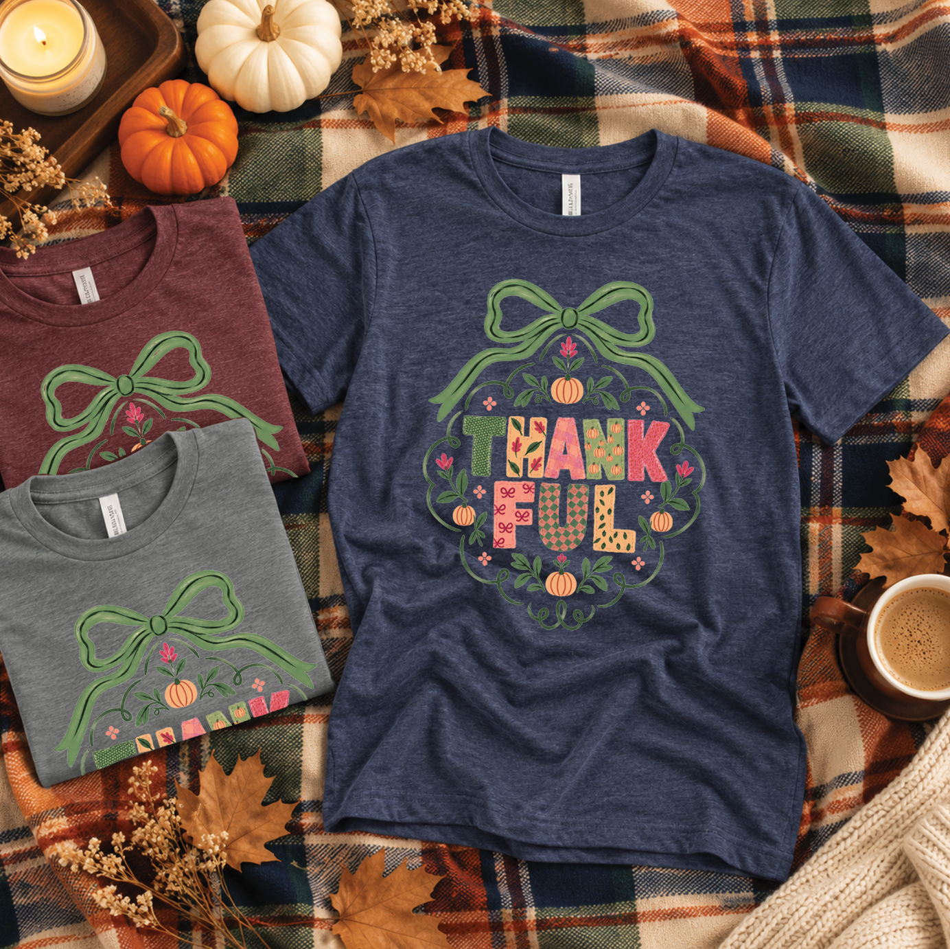 SWEET TEE TUESDAY: Thankful Little Bow  (BELLA CANVAS CREW NECK or VNECK)