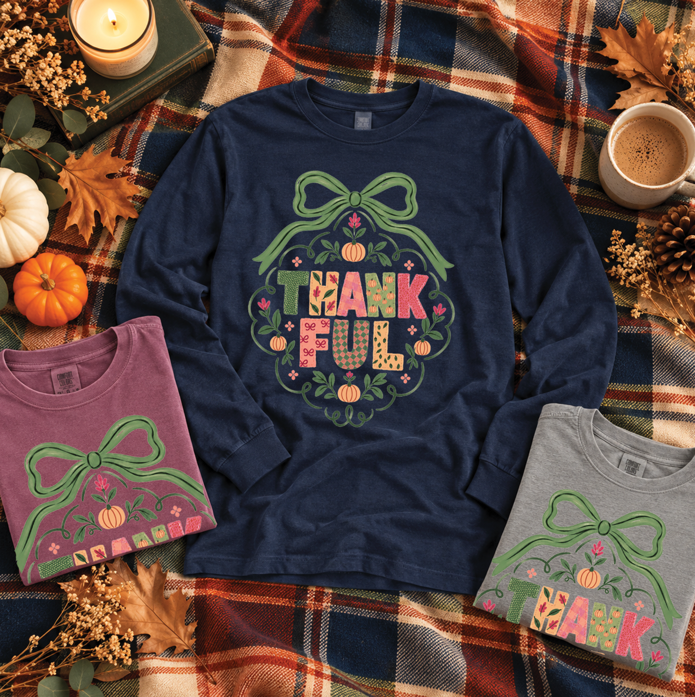 SWEET TEE TUESDAY: Thankful Little Bow (COMFORT COLORS SHORTSLEEVE or LONGSLEEVE)