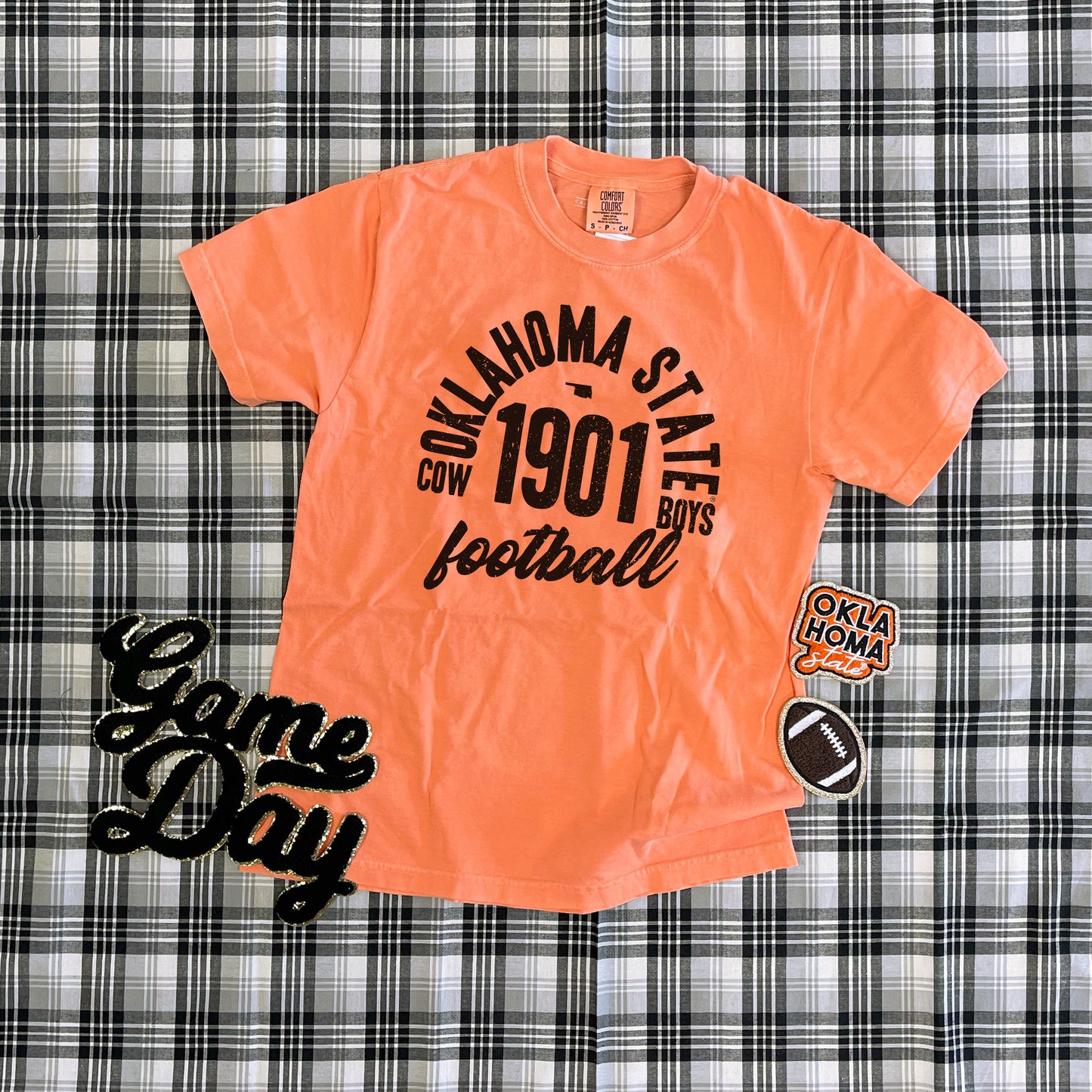 OK STATE 2025: Oklahoma State Vintage Arch Text (COMFORT COLORS SHORTSLEEVE)