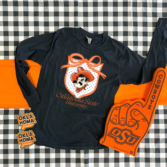 OK STATE 2025: Polkadot Crest & Pistol Pete (COMFORT COLORS LONGSLEEVE)