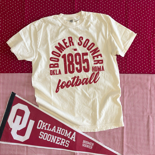 UNIV. OF OK 2025: Boomer Sooner Vintage Arch Text (COMFORT COLORS SHORTSLEEVE)