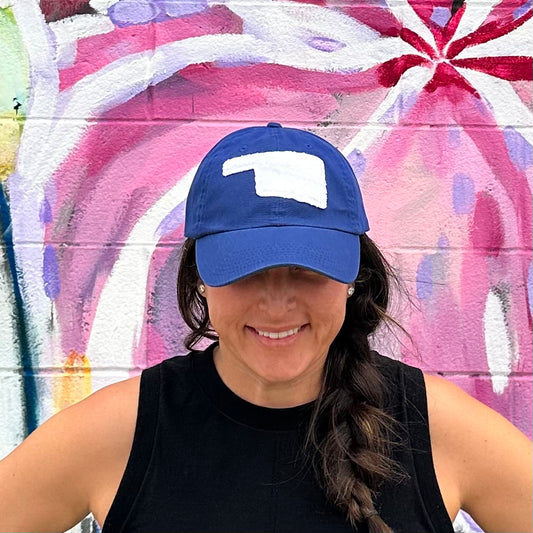 Oklahoma White Chenille Patch Hat - NAVY