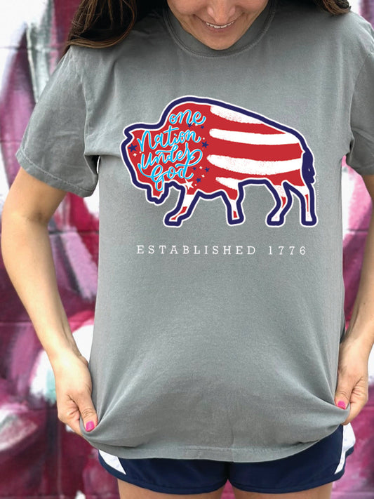 AMERICAN SPIRIT 2023: One Nation Under God Buffalo Flag - SHORTSLEEVE