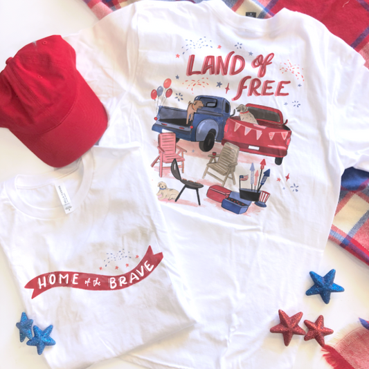 AMERICAN SPIRIT: Land of the Free, Home of the Brave (CREW NECK or VNECK)