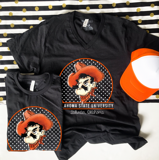 OK STATE 2022: OSU Pistol Pete & Polkadots (VNECK or CREW NECK)