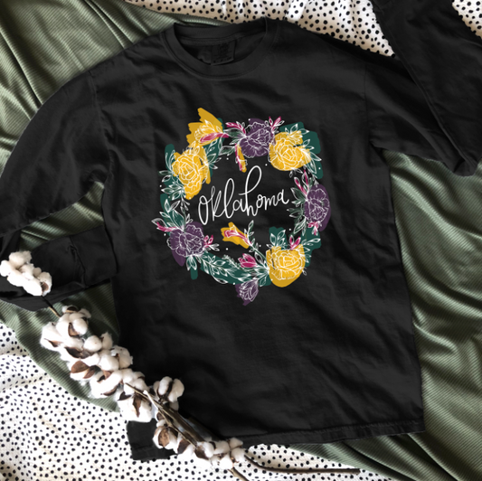 OKLAHOMA 2022: Emerald & Mustard Fall Floral Wreath (LONGSLEEVE)