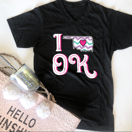 ST: I "Heart" OK Chevron (VNECK)