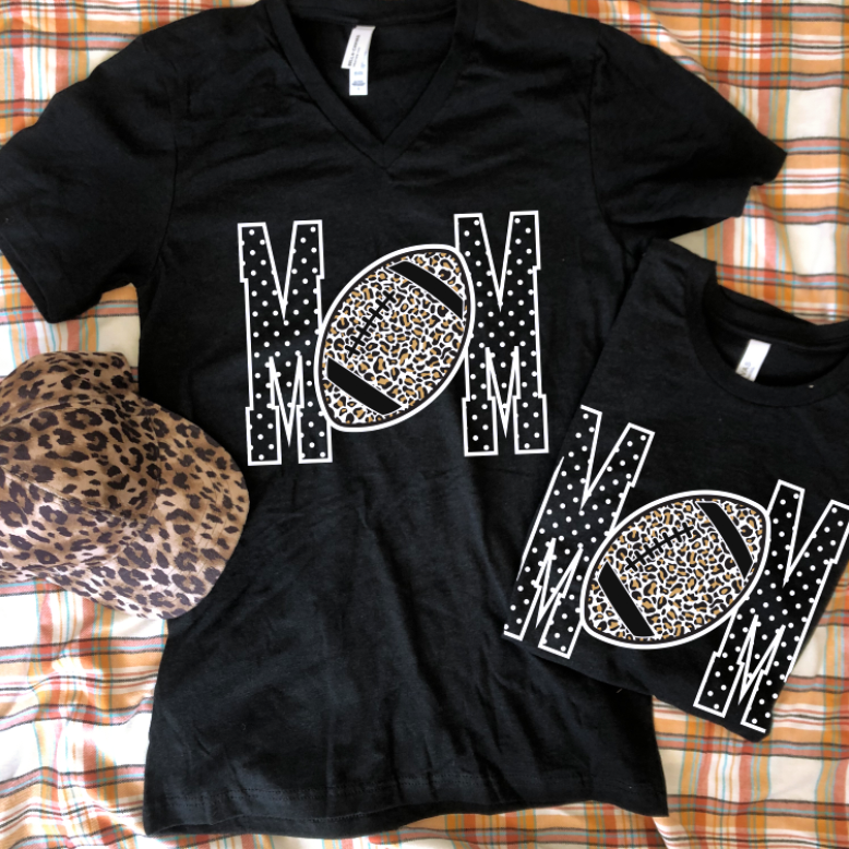 SPORTS LIFE (FALL 2022): Leopard Football MOM (VNECK or CREW NECK)