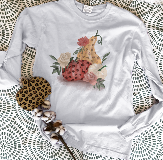 THANKSGIVING: Leopard & Floral Fall Pumpkins (LONGSLEEVE)
