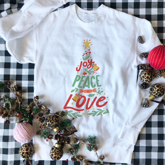 BLACK FRIDAY 2023: Joy, Peace, Love Tree (SWEATSHIRT)