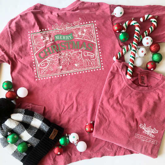 BLACK FRIDAY 2023: Merry Christmas Poinsettia & Holly (LONGSLEEVE)