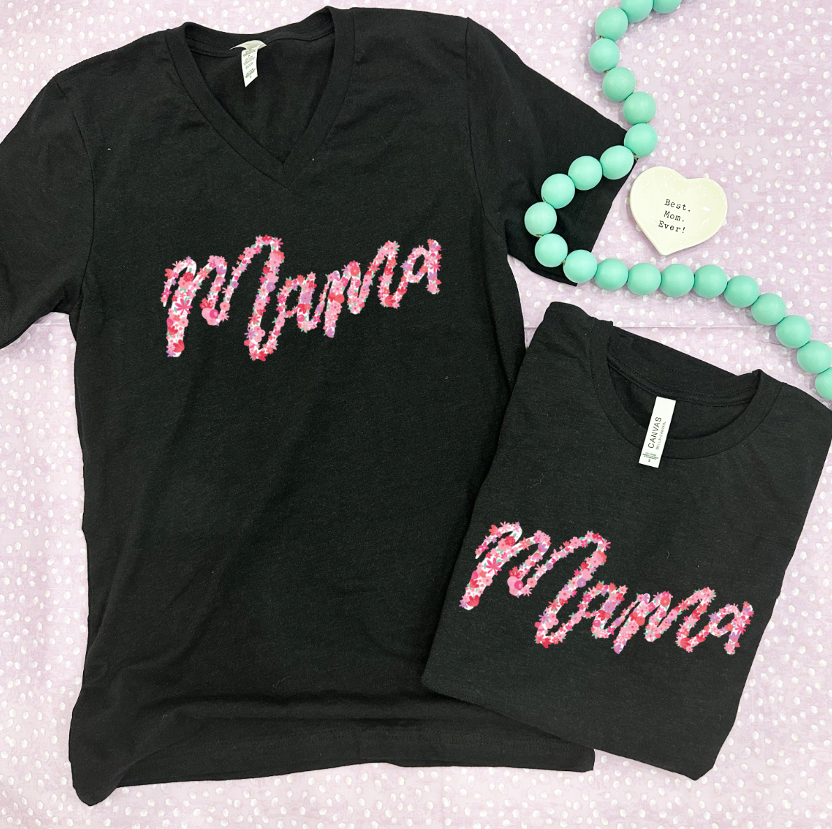 MOM LIFE 2023: Mama Floral Letters (CREW NECK or VNECK)