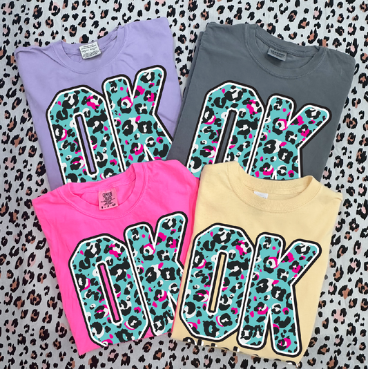 ST: "OK" 2023 Summer Bright Leopard (COMFORT COLORS SHORTSLEEVE)