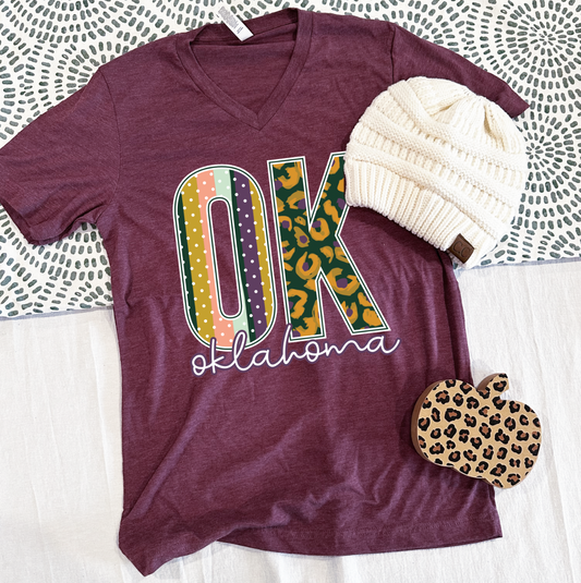 OKLAHOMA 2023: Berry & Leopard OK - VNECK