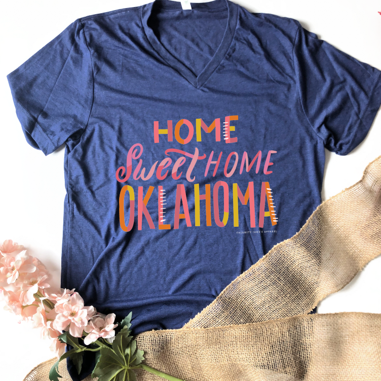 OKLAHOMA: Home Sweet Oklahoma Colorblock (VNECK)