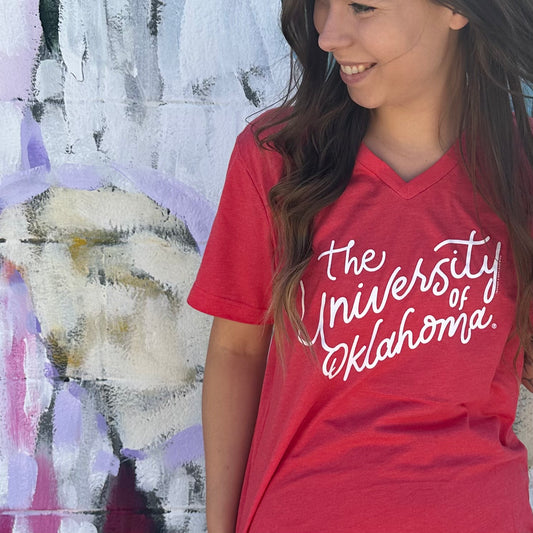 UNIV. OF OK (Spring 2023): The University of Oklahoma Script (VNECK or CREW NECK)